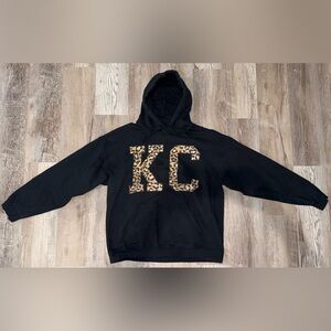 Women's Black Leopard KC Hoodie Size L